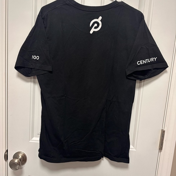 Peloton Century Shirt 100 Black tee shirt with white brand detail - Picture 3 of 3